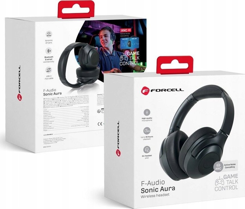 Kufje pa tela Forcell F-Audio Sonic Aura, ANC, Over-Ear, të zeza