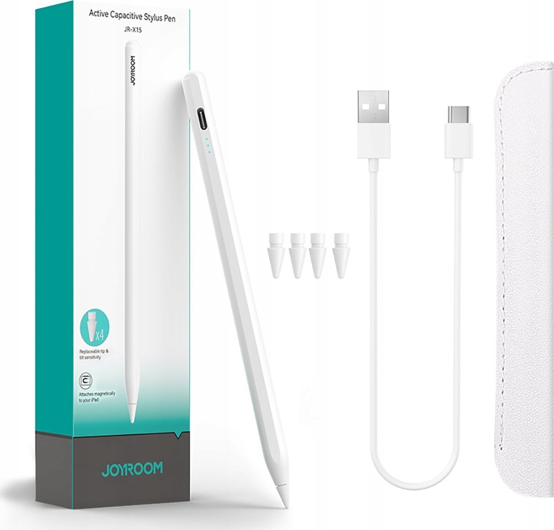 Stilus për tablet Joyroom JR-X15, aktiv, 130mAh, USB-C, i bardhë