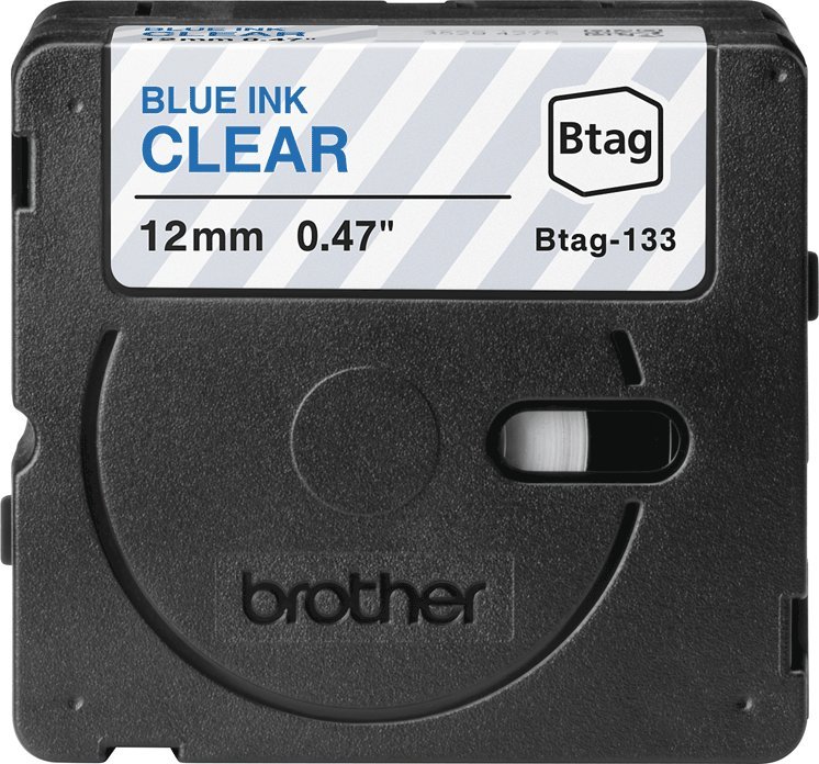 Етикет лента Brother BTAG-133, 12mm, 4m, сино на проѕирна подлога