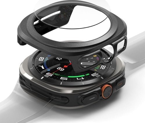 Mbrojtëse ore Ringke Slim & Glass për Galaxy Watch Ultra, me xham të temperuar, titanium e zezë