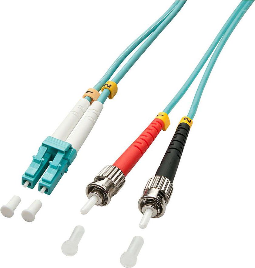 Kabllo rrjeti Lindy Fiber Optic LC/ST OM3 50/125um, Multimode, 2m, e kaltër