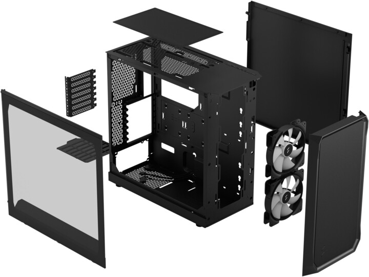 Kasë kompjuteri Fractal Design Focus 2 RGB Black TG Clear Tint