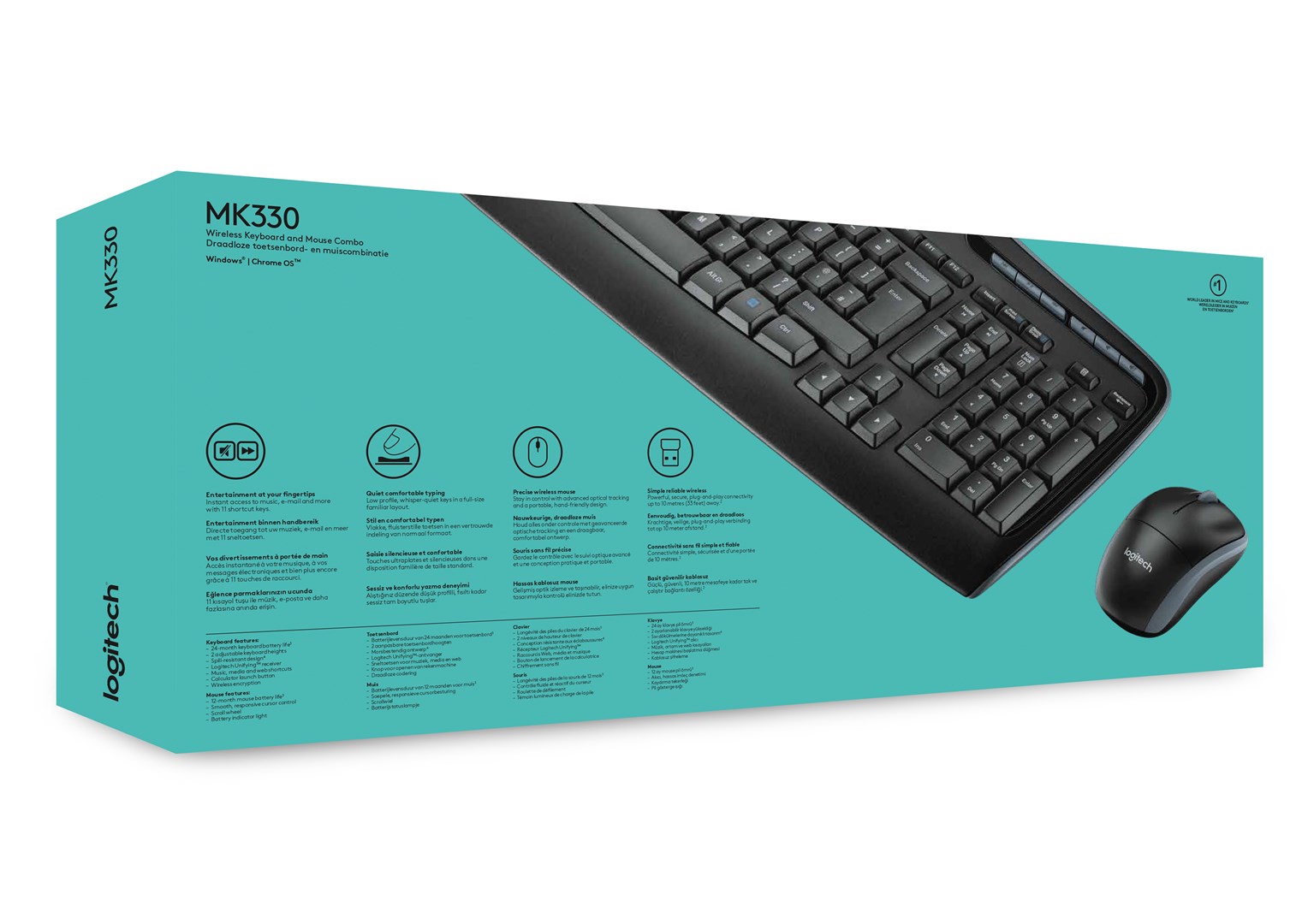 Set tastierë dhe maus Logitech Wireless Combo MK330, USB, 2.4GHz, e zezë