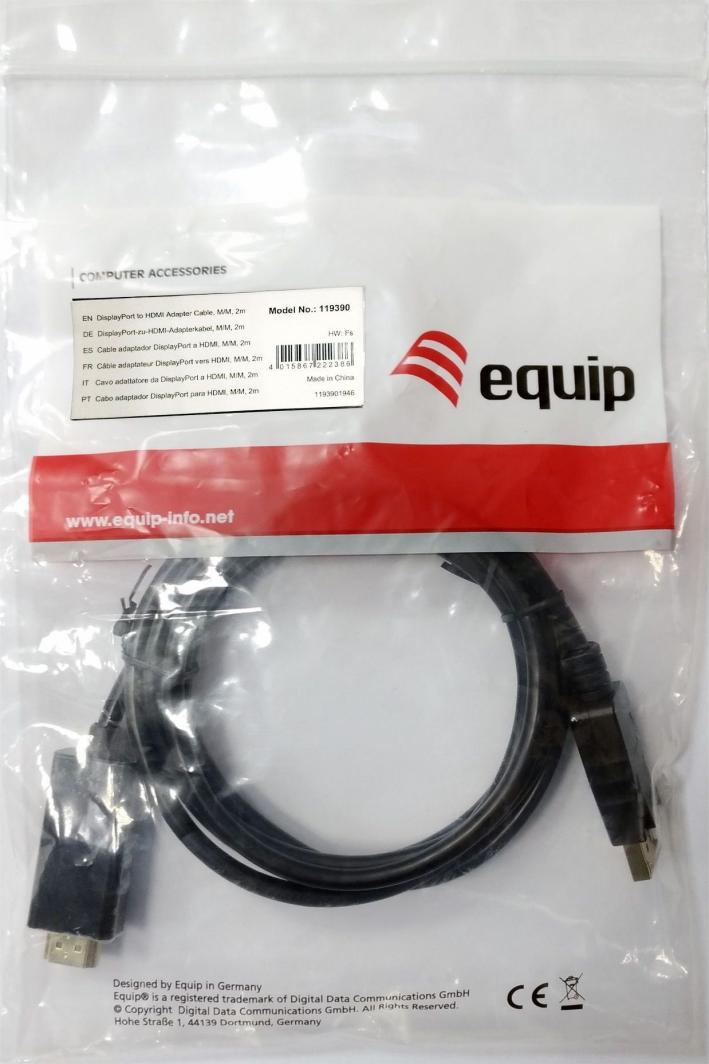 Kabllo Equip, DisplayPort - HDMI, 2 m, e zezë