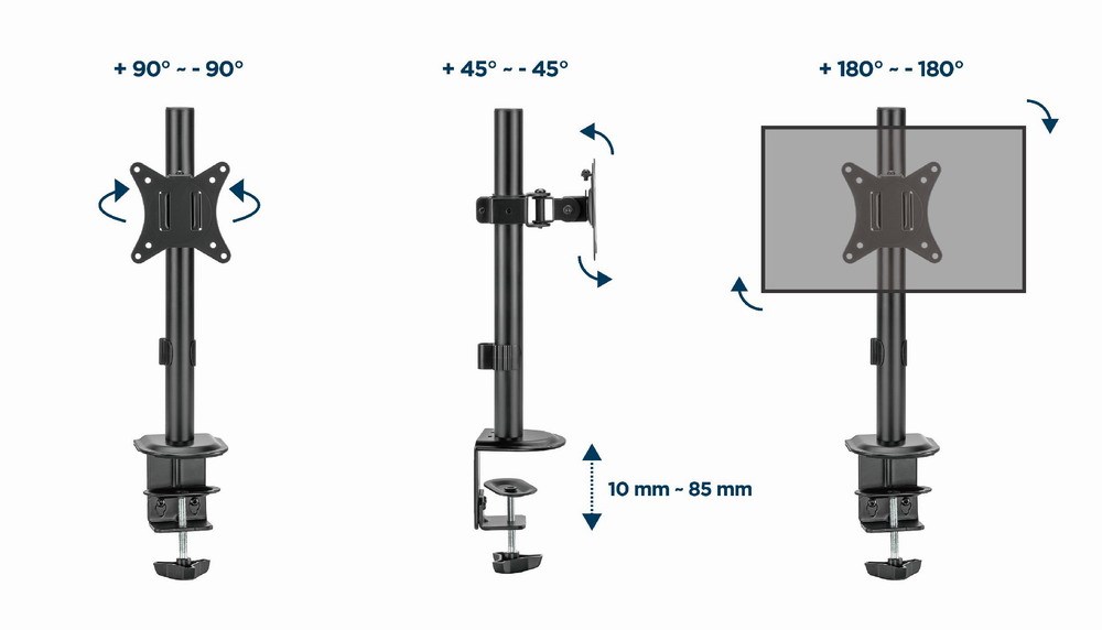 Mbajtëse monitori Gembird MA-D1-02, 17-32", 9kg, e zezë 