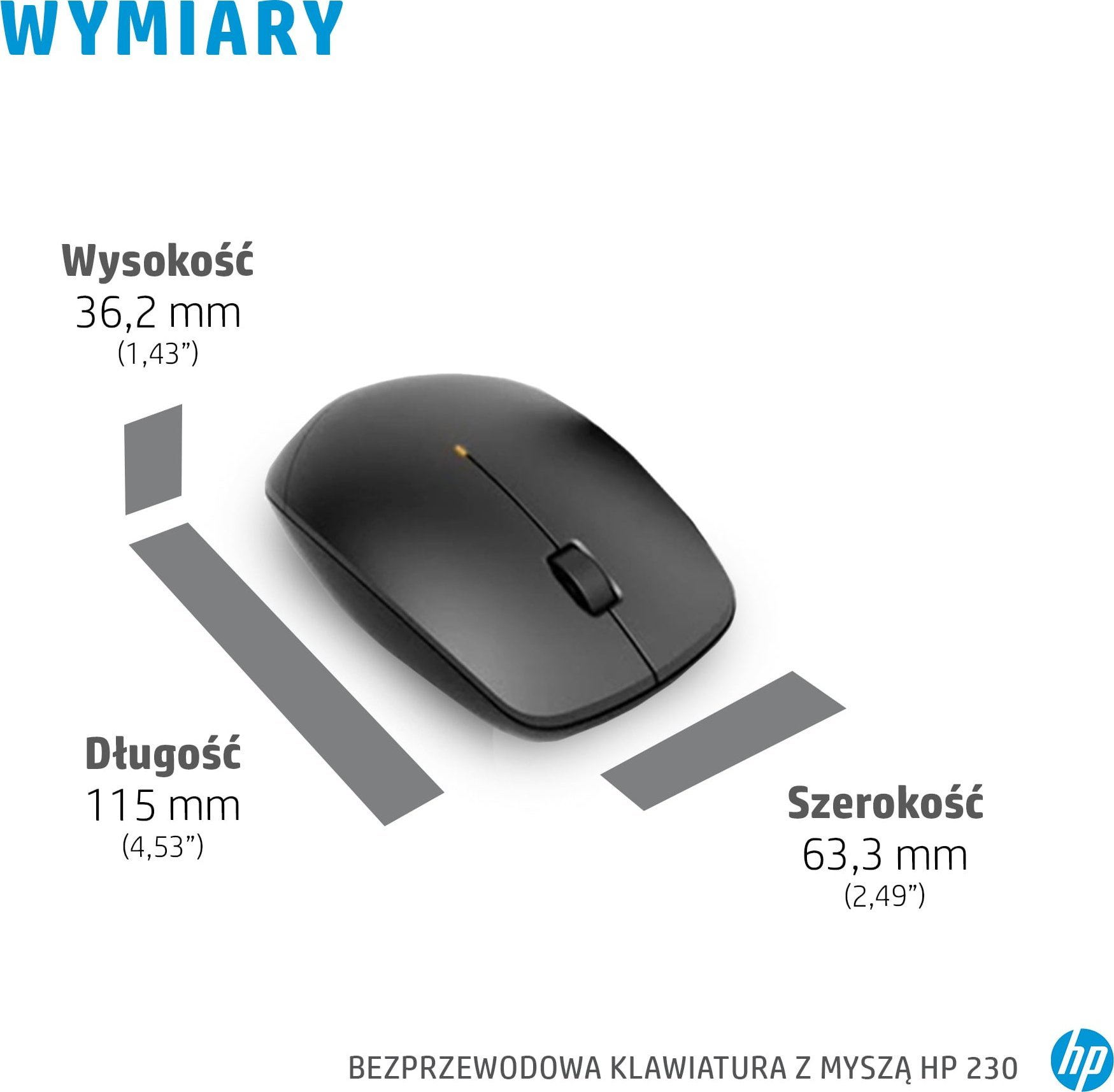 Set tastierë dhe maus HP 230, wireless 2.4 GHz, 1600 DPI, i bardhë
