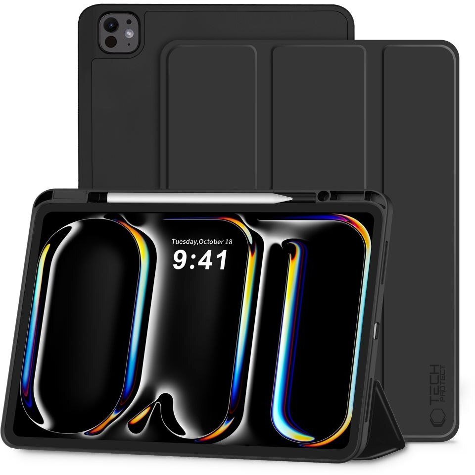 Mbulesë tablet Tech-Protect SC Pen për iPad Pro 13" M4 M5 2024 2025, me mbajtëse stylus, e zezë