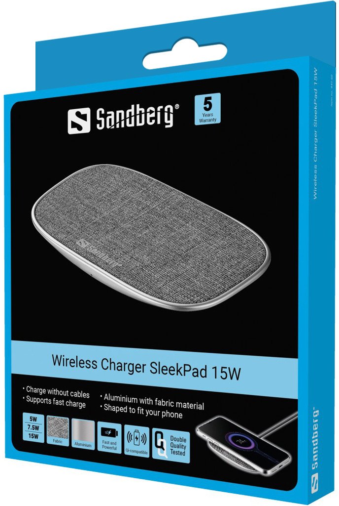 Karikues wireless Sandberg SleekPad, 15W, i zi