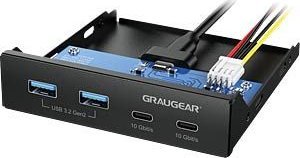 Hub USB për bay 3.5" Graugear GG18045 G MP02, 4 porta, USB 3.1, i zi