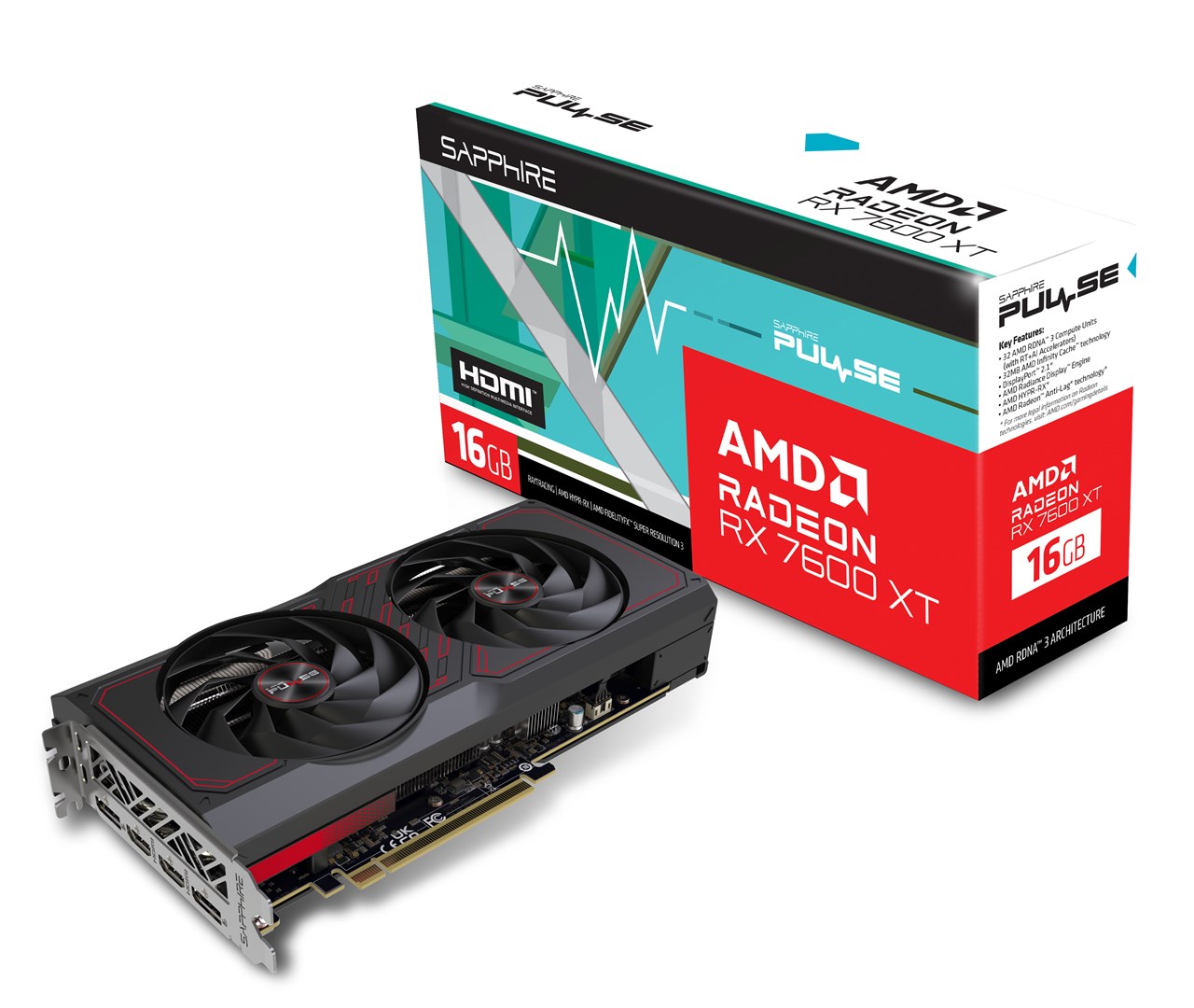 Kartë grafike Sapphire PULSE AMD Radeon RX 7600 XT, 16 GB GDDR6