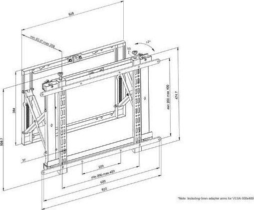 Mbajtëse murale për monitor Neomounts WL95-800BL1, 42"-70", deri 35 kg, e zezë