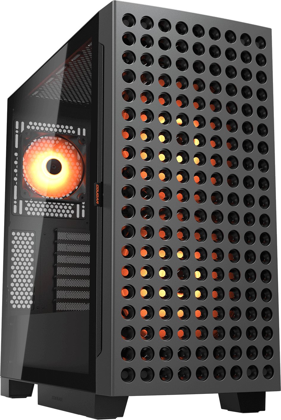 Kasa kompjuteri Cougar Airface Eco RGB, Middle Tower, xham i temperuar, pa furnizues energjie, e zezë