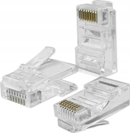 Fisha rrjeti RJ45 CAT5e UTP, 100 copë, kontakte të kallajisura, transparente