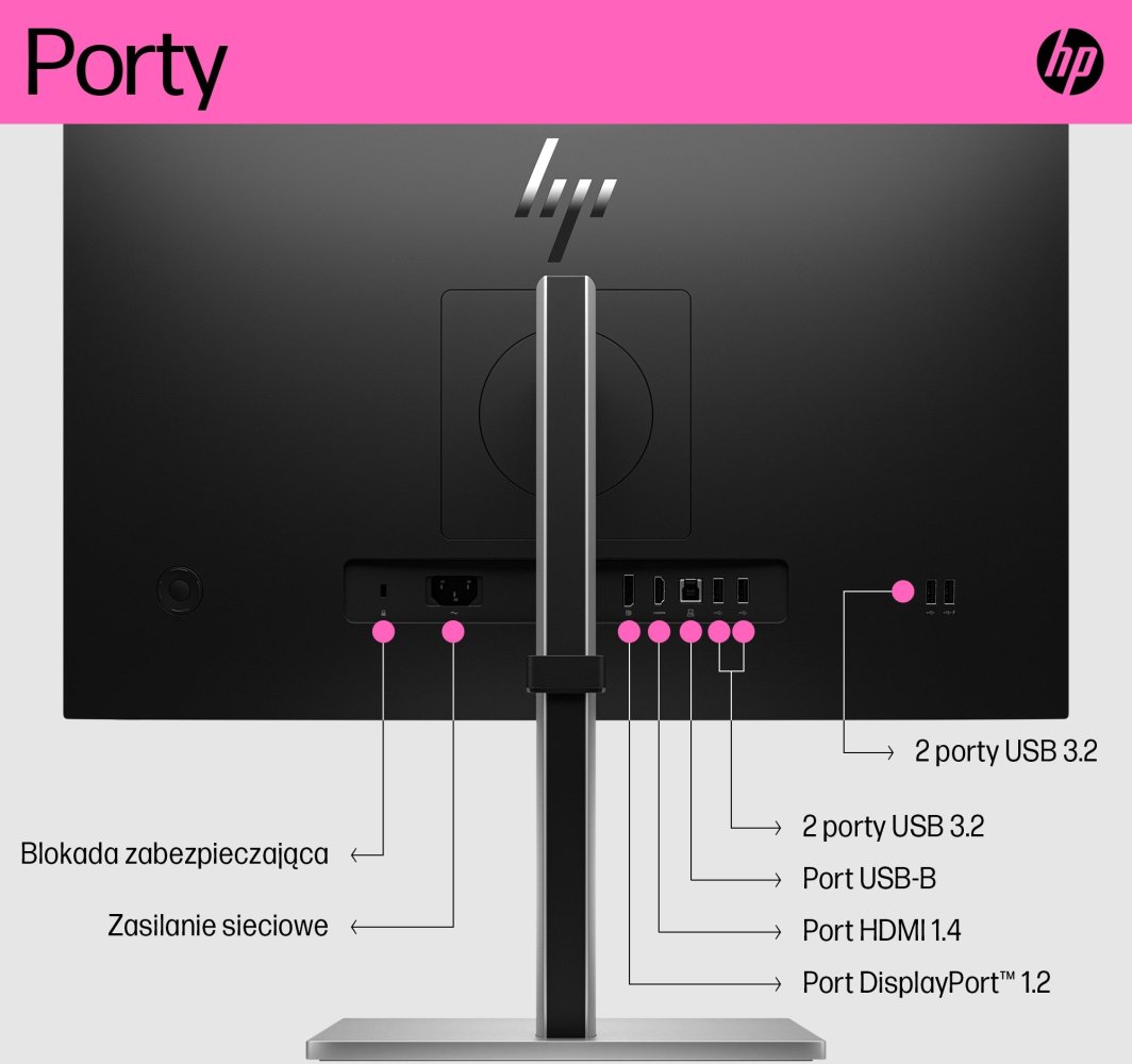 Monitor HP E24t G5 6N6E6AA, 24'', 75Hz, 23.8'', 1920x1080 FullHD, IPS, i zi
