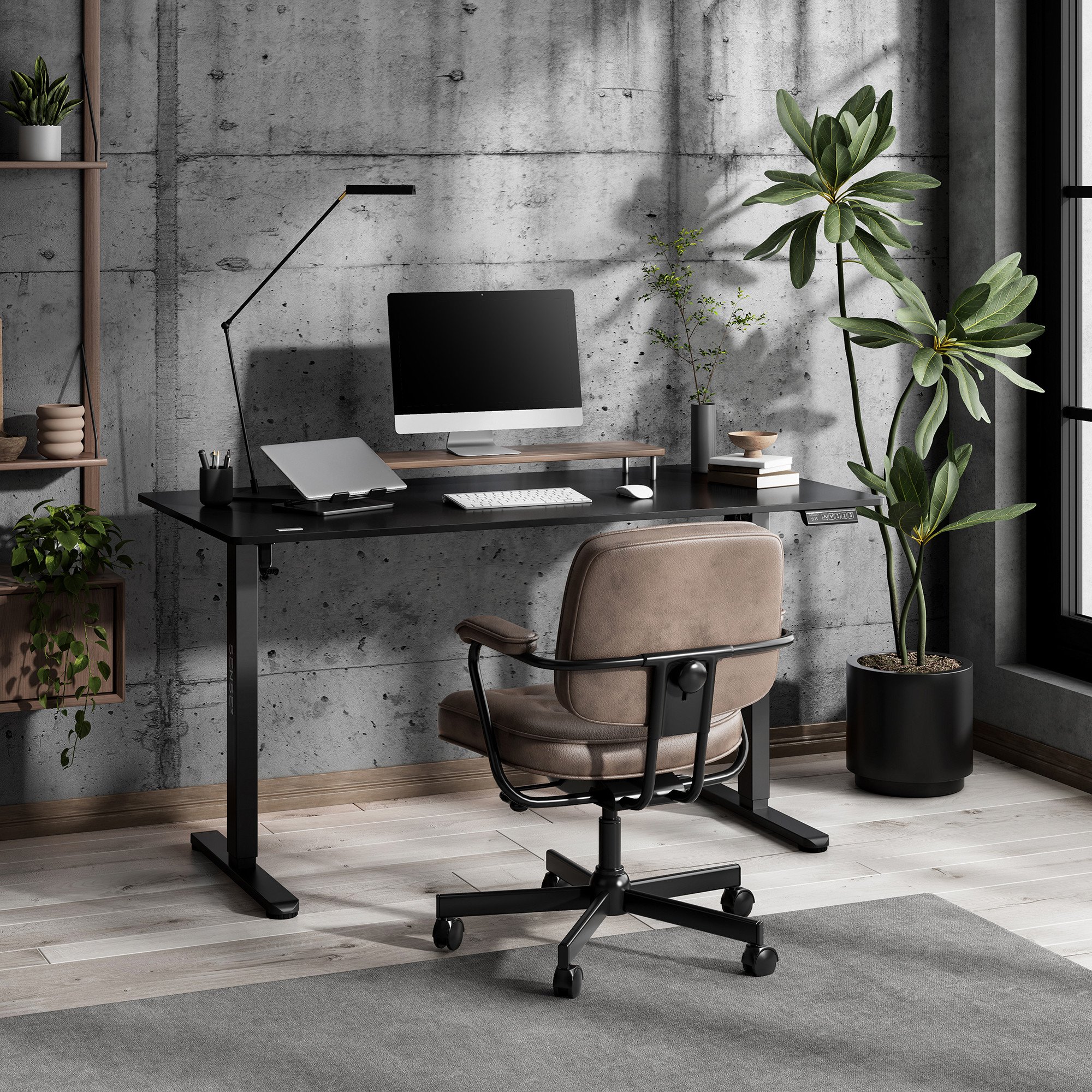 Tavolinë elektrike SENSE7 NOJO LIGHT, 140 x 70 cm, e zezë