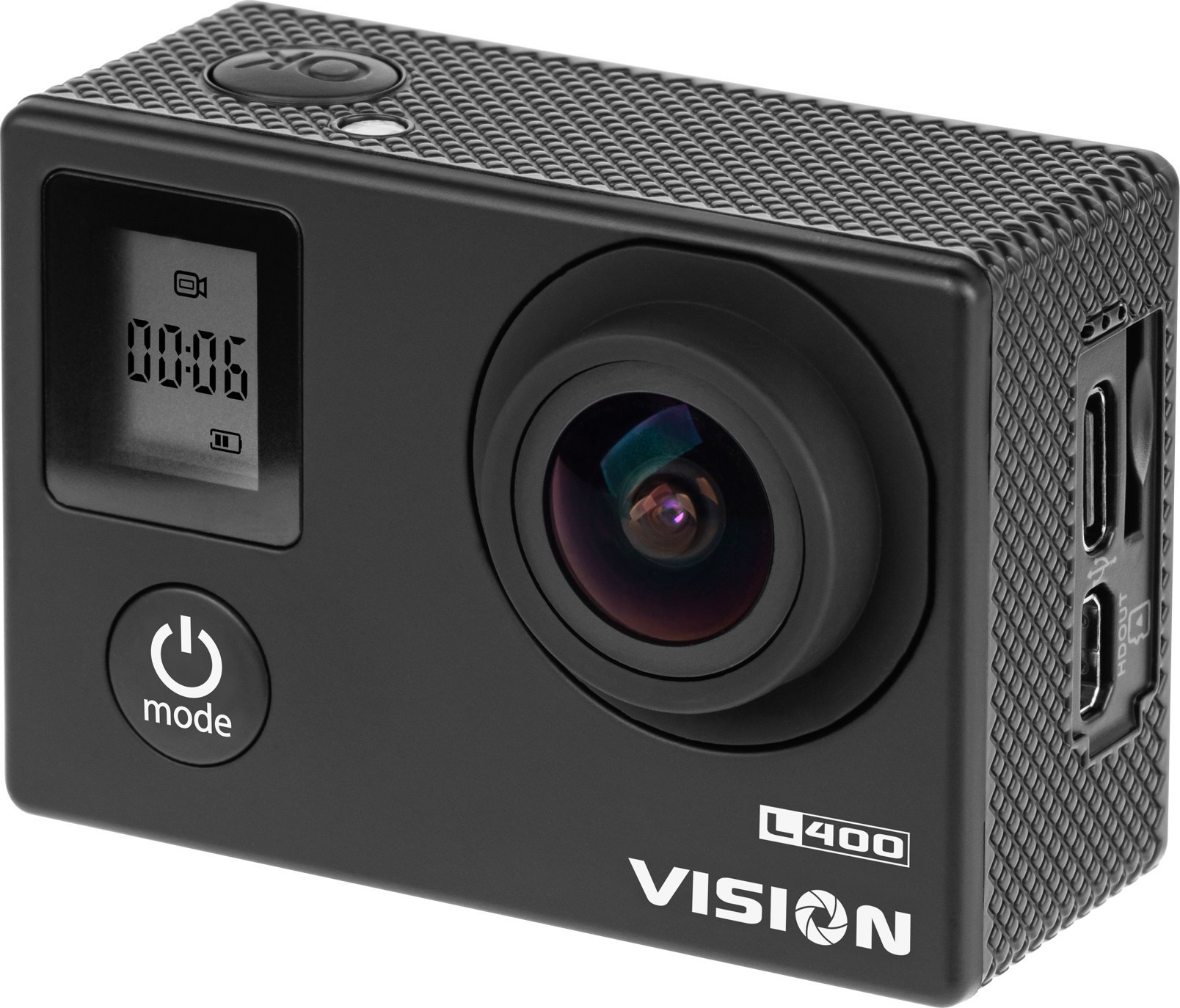 Kamerë sportive Kruger&amp;Matz Vision L400, 4K, 30m rezistente ndaj ujit, e zezë