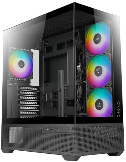 Kuti kompjuteri AZZA CSAZ-501B TIARA, ATX Mid-Tower, 4x 120mm ARGB, xham i kalitur, e zezë