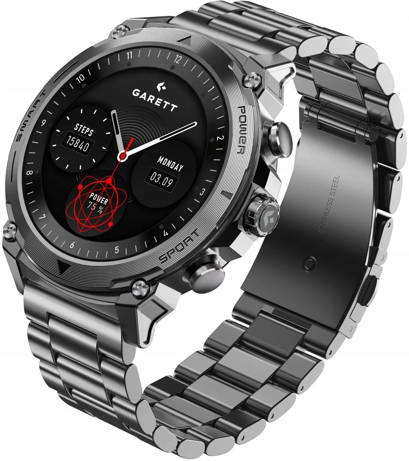 Smartwatch Garett Atom, AMOLED 1.43", Bluetooth, argjendtë