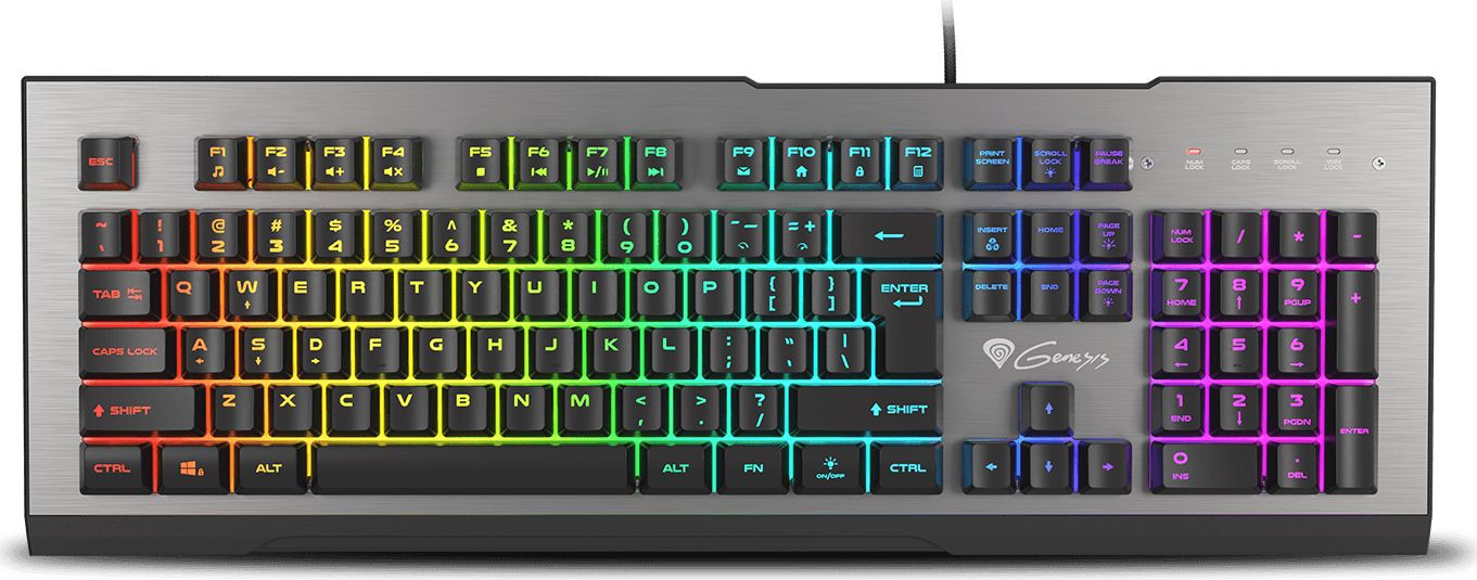 Tastierë gaming Genesis Rhod 500 RGB NKG-1621, me ndriçim RGB, me membranë, e zezë