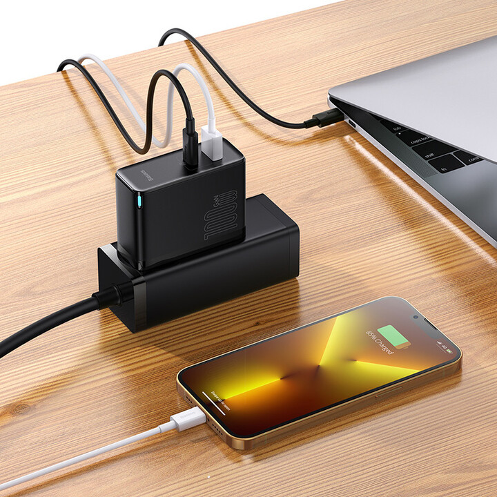 Karikues Baseus GaN5 Pro, USB-C, USB-A, 100W, i zi