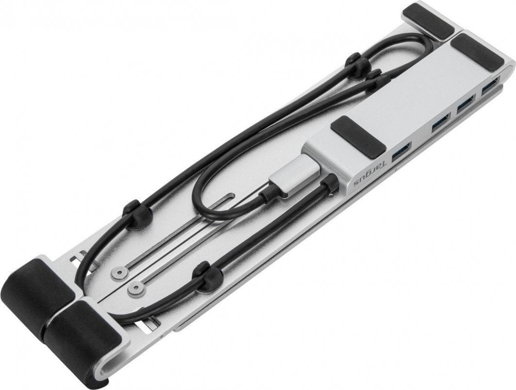 Држач за лаптоп Targus Portable Laptop Stand, со USB приклучник, алуминиум, сив