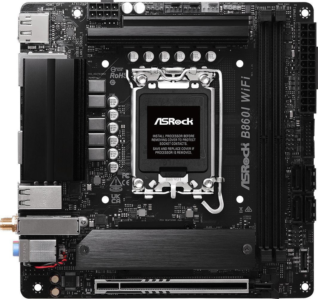 Pllakë amë Asrock B860I WiFi, Intel B860 LGA1851, Mini ITX, e zezë