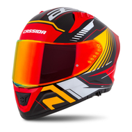 Helmetë moto CASSIDA Aero Drome 2026, integrale, polikarbonat, e zezë metalike portokalli e kuqe e bardhë