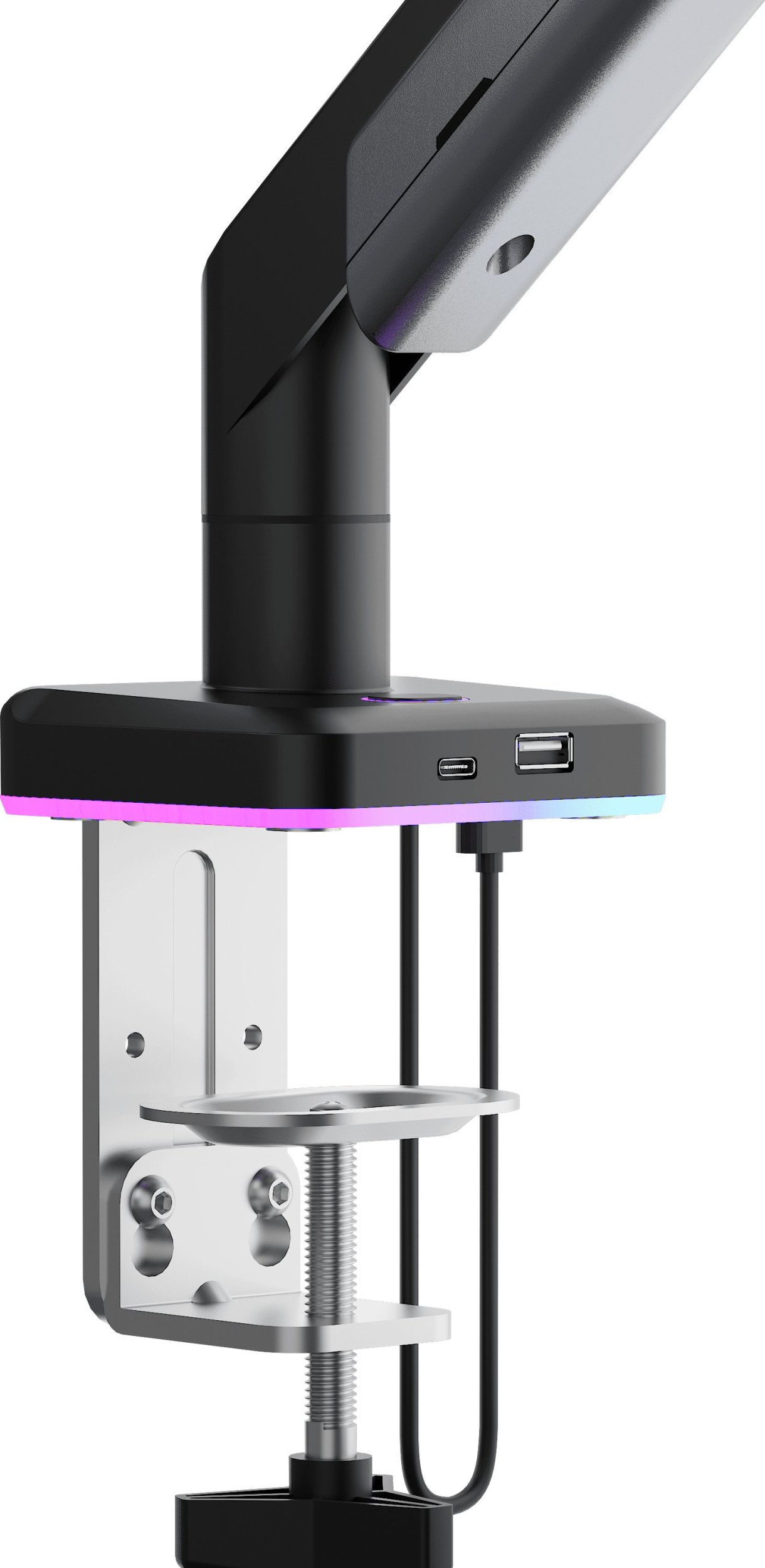 Носач за монитор Anda Seat Stealth II PRO RGB, 17"-42", до 15kg, титаниум