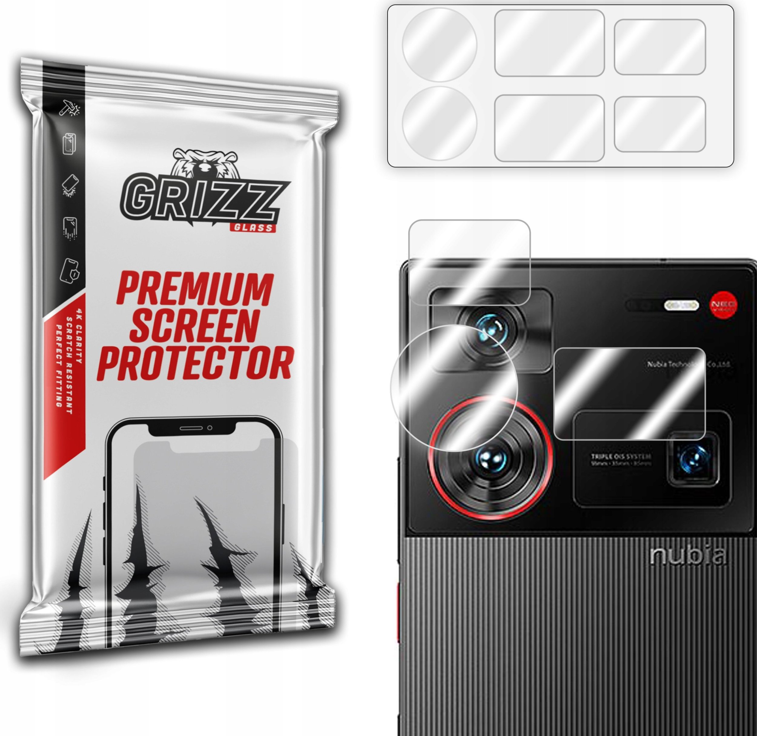 Mbrojtës kamere GrizzGlass HybridGlass për Nubia Z60 Ultra, set 2 copë, transparent