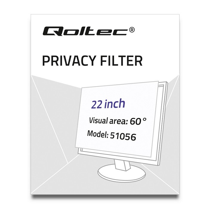 Filtër privatësie për monitor Qoltec 51056, 22", 16:10, transparent