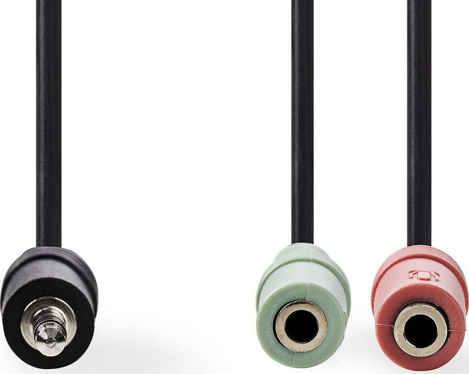 Адаптер аудио 3.5mm за слушалки и микрофон, делител, црн