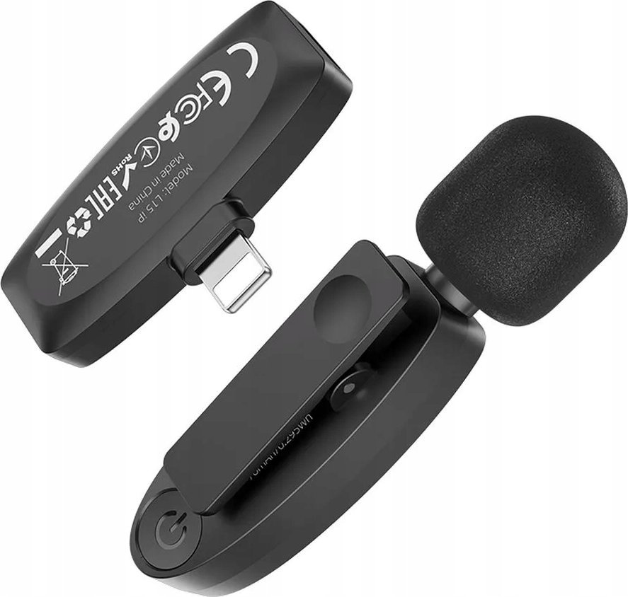 Mikrofon pa tela Hoco L15, për iPhone, lidhje Lightning, i zi