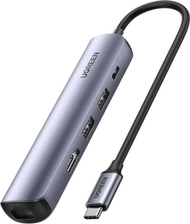 Hub USB C Ugreen Revodok CM418, 2x USB, HDMI 4K 30Hz, RJ45 1Gb, gri