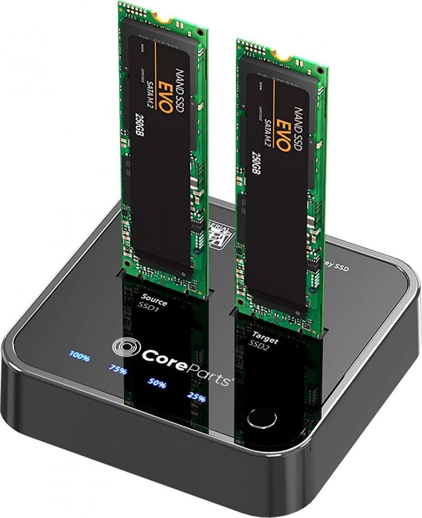 Приклучната станица со функција за клонирање CoreParts USB3.2 Type C (10 Gbps) SATA M.2 SSD<br /><br /><br />Приклучната станица со функција за клонирање CoreParts USB3.2 Type C (10 Gbps) SATA M.2 SSD