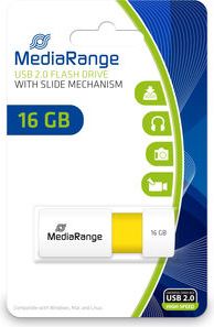 USB flash MediaRange MR972, 16GB, USB 2.0 Type A, e bardhë e verdhë