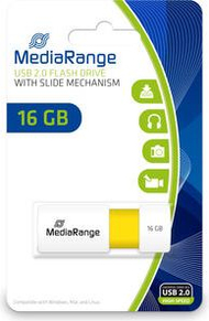 USB flash MediaRange MR972, 16GB, USB 2.0 Type A, e bardhë e verdhë