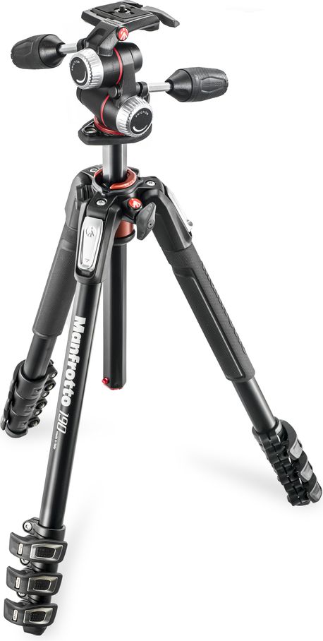 Tripod Manfrotto 190 MK190XPRO3-3W, alumin, me kokë 3D, gri