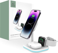 Безжичен полнач Tech-Protect QI15W-A27 3in1 MagSafe, 15W, со ЛЕД, црн