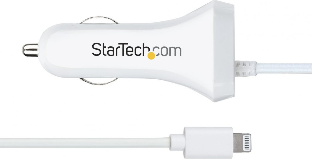 Полнач за автомобил StarTech.com, Lightning 1m, 12W, 2 USB порти, бел