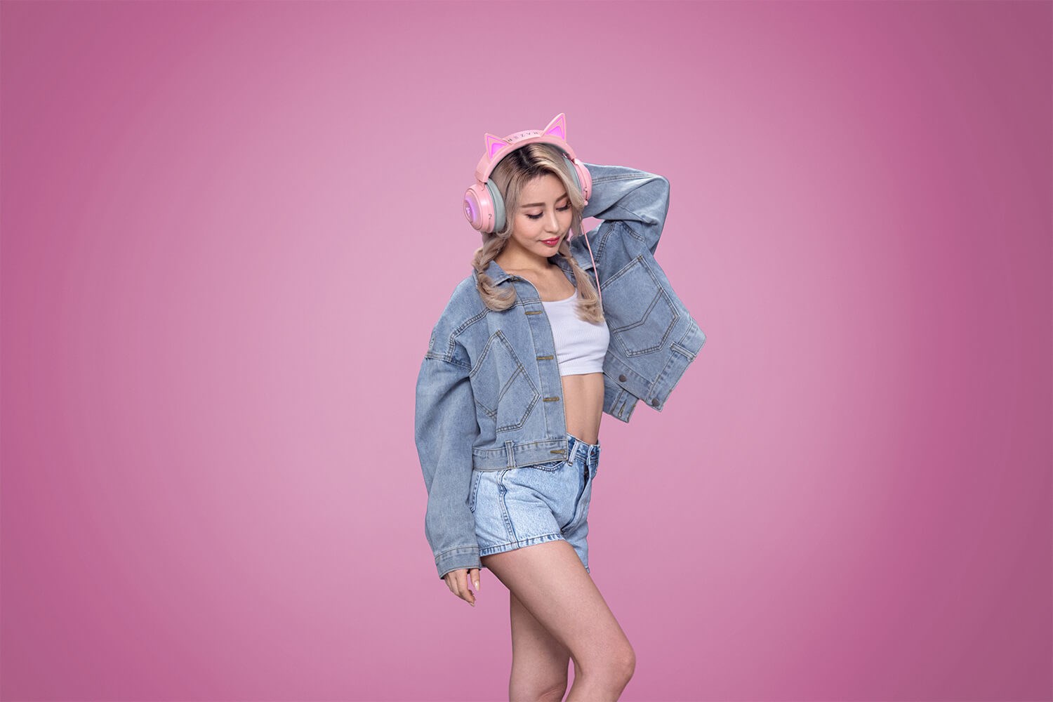 Kufje lojërash Razer Kraken Kitty Edition, USB, RGB, rozë