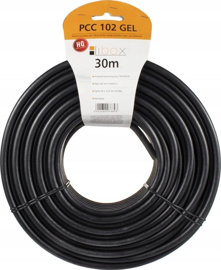 Антенски кабел Libox CONCENTRIC CABLE GEL CU, коаксијален 30 m, за надворешна и внатрешна употреба, бел