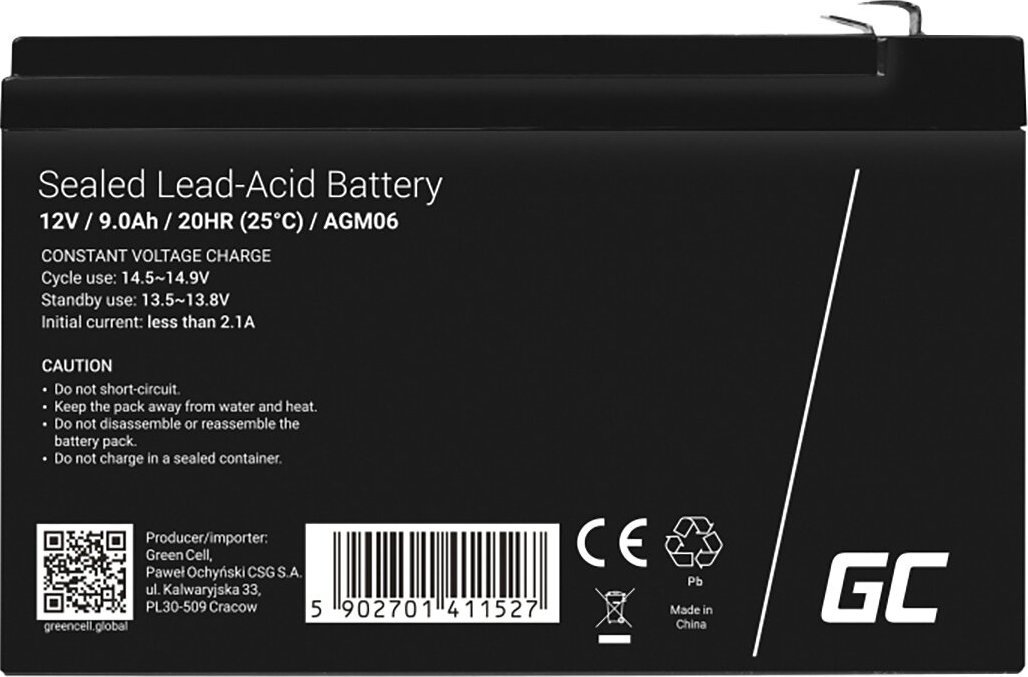 Bateri Green Cell AGM 12V 9Ah (AGM06)