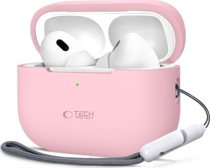 Mbështjellës silikoni Tech-Protect për Apple AirPods Pro Pro 2, me llastik, dusty pink