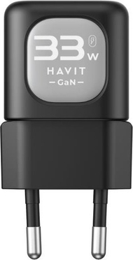 Патувачки полнач Havit UC20, 65W GaN, 3 порти, црн