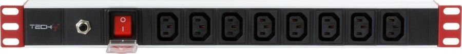 Приклучок PDU за рафт Techly I-CASE STRIP-813T, 19" 1U, 8x C13, црно сребро