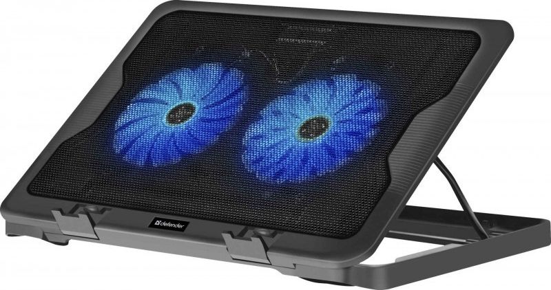 Bazë ftohëse për laptop Defender NS-503, 2 ventilatorë, ndriçim LED, e zezë