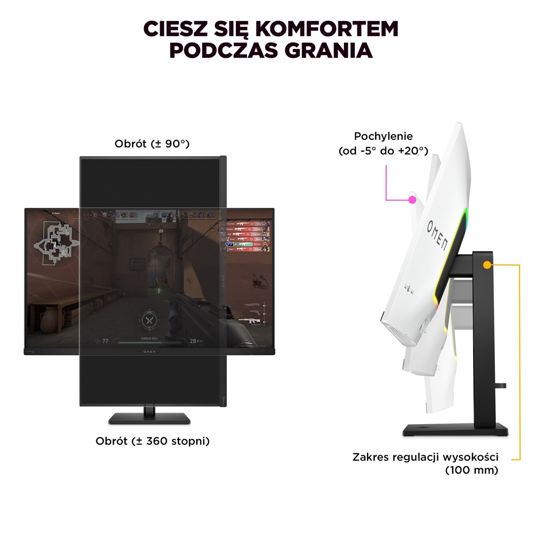 Monitor HP OMEN Transcend, 31.5" UHD OLED 240Hz, i bardhë/zi
