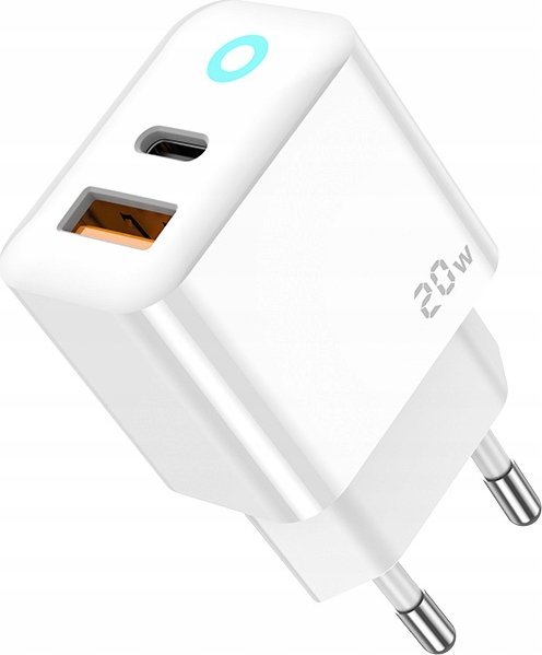 Полнач за во ѕид JELLICO EU11, PD 20W, 1x USB C 1x USB QC3.0, бел