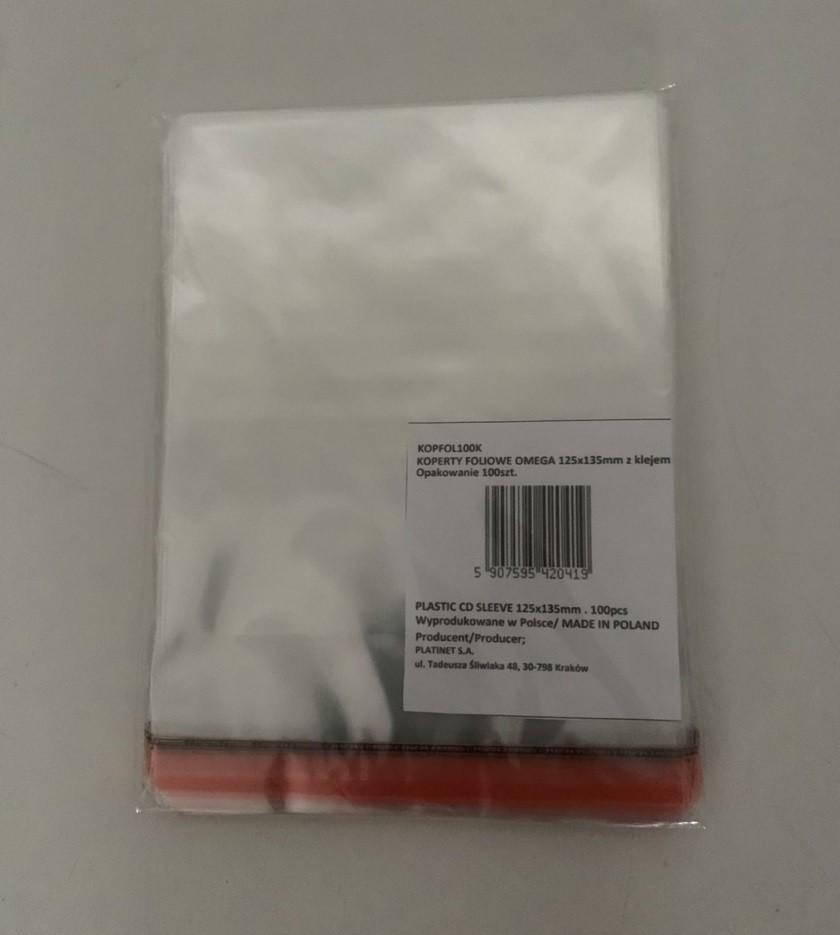 Коверта за ЦД ДВД Омега Фолија, 125x135mm, самолеплива со капак, проѕирна