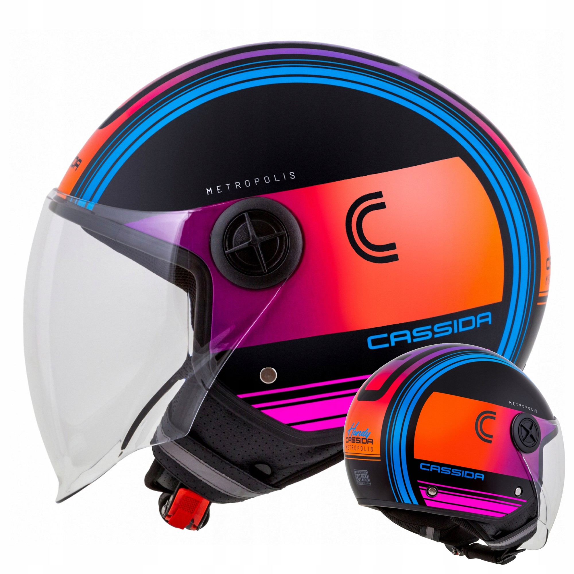 Визир кацига мото Cassida Metropolis Jet, големина S, проѕирен